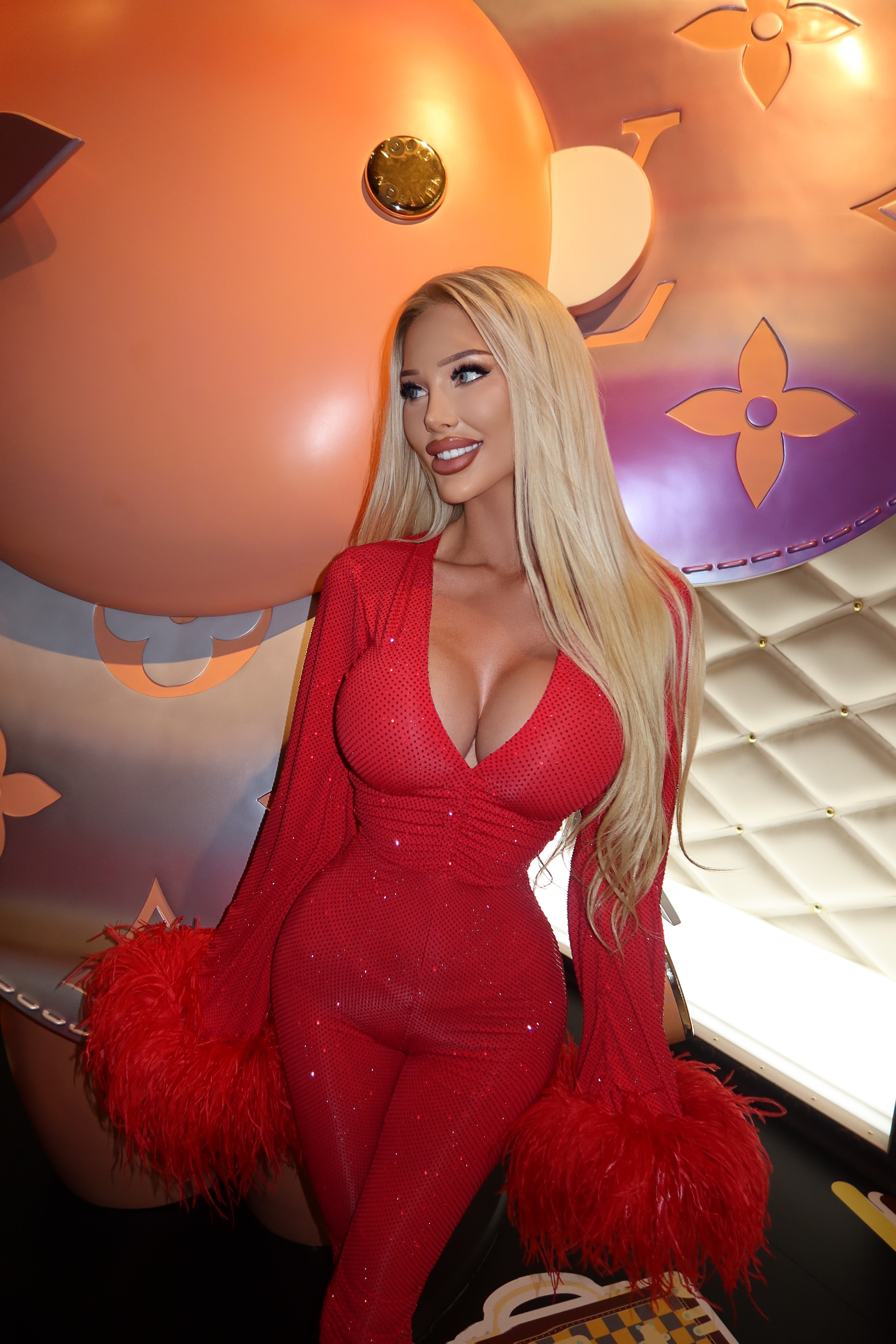 PANTERA RED CRYSTAL JUMPSUIT