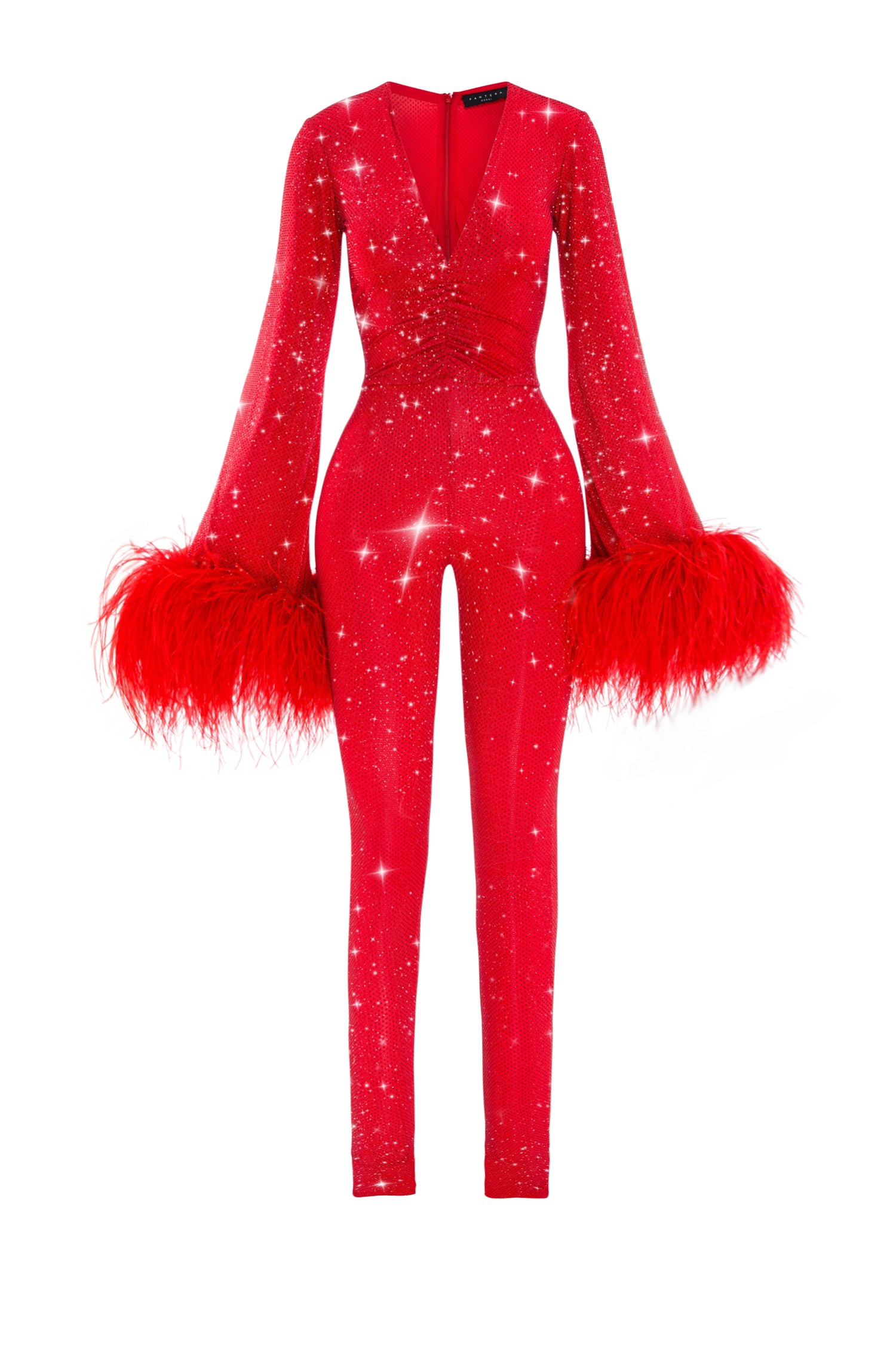 PANTHER RED CRYSTAL JUMPSUIT