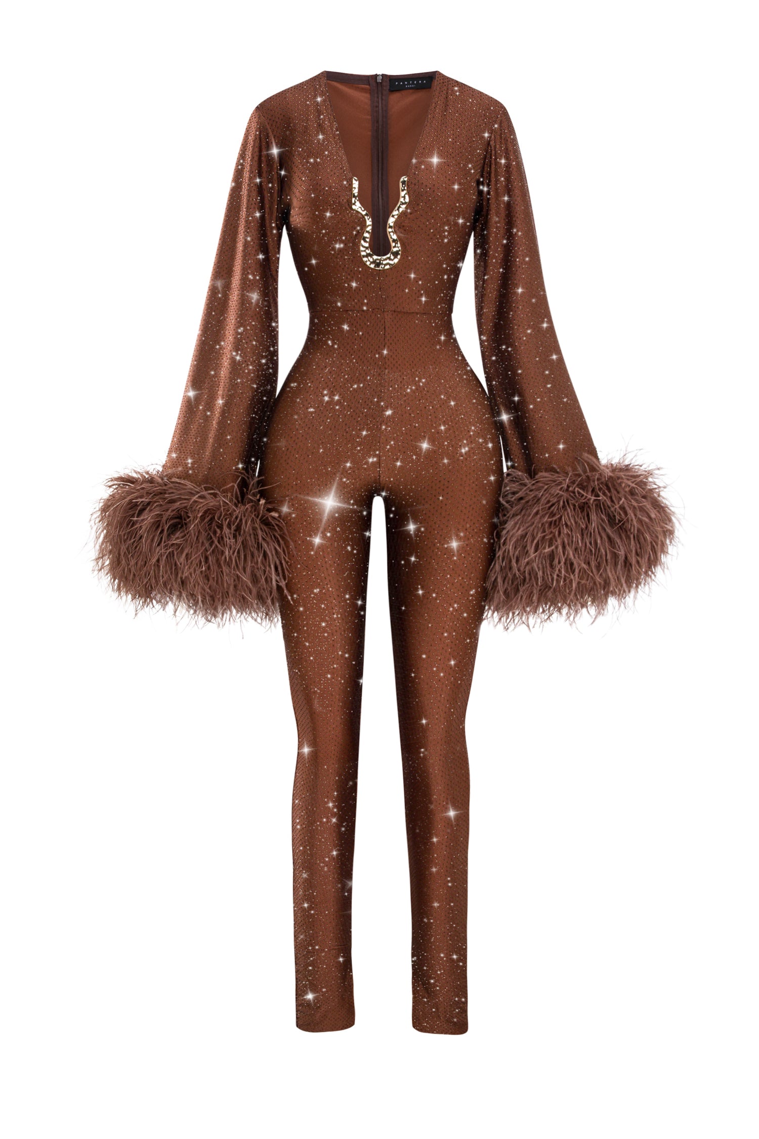 PANTERA BROWN CRYSTAL JUMPSUIT
