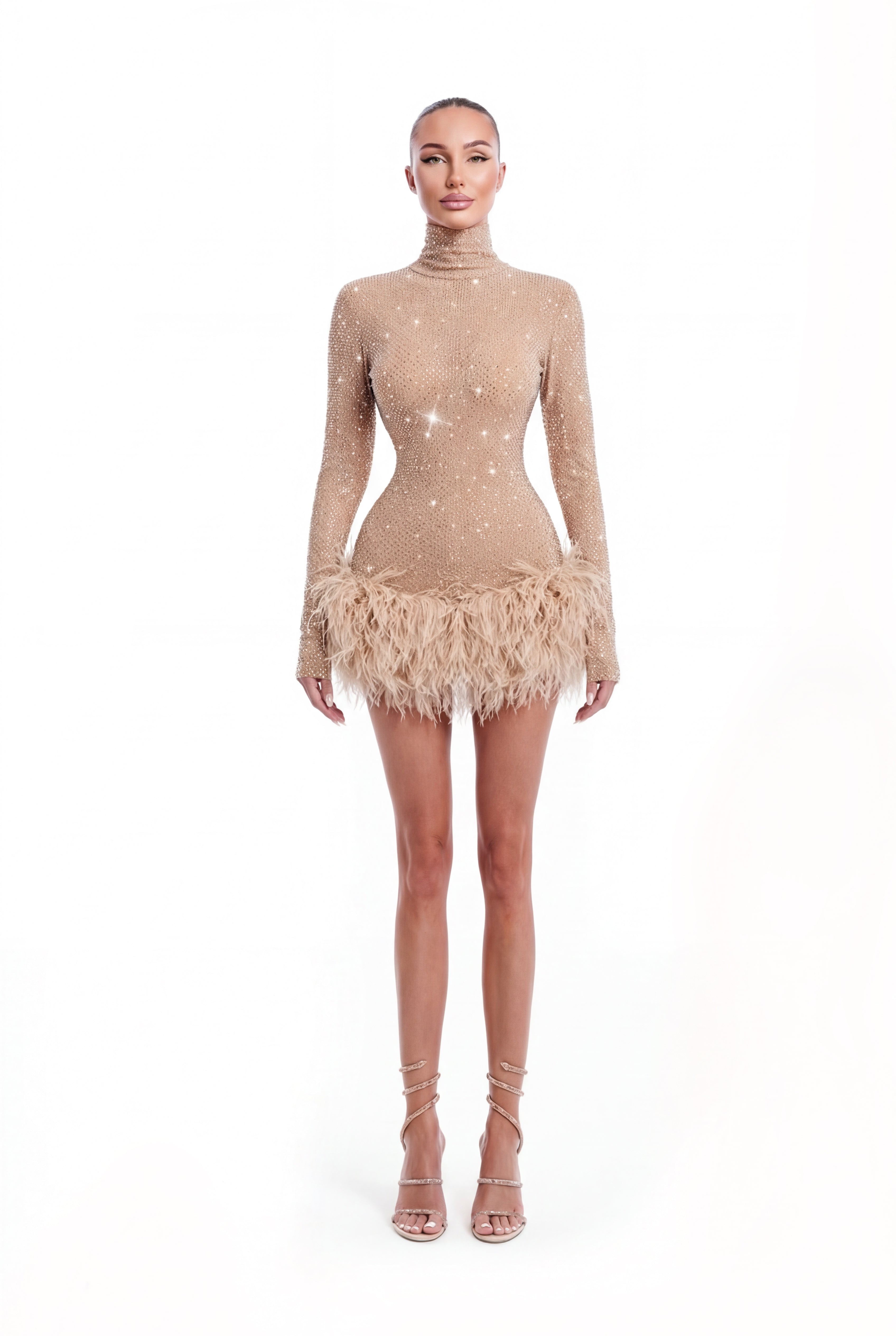 JIMMYZ CRYSTAL CHAMPAGNE DRESS