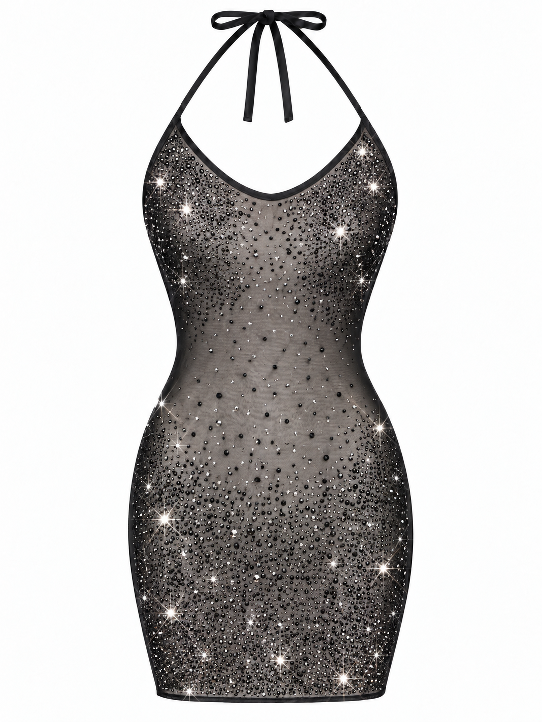 CRYSTAL MESH BEACH DRESS