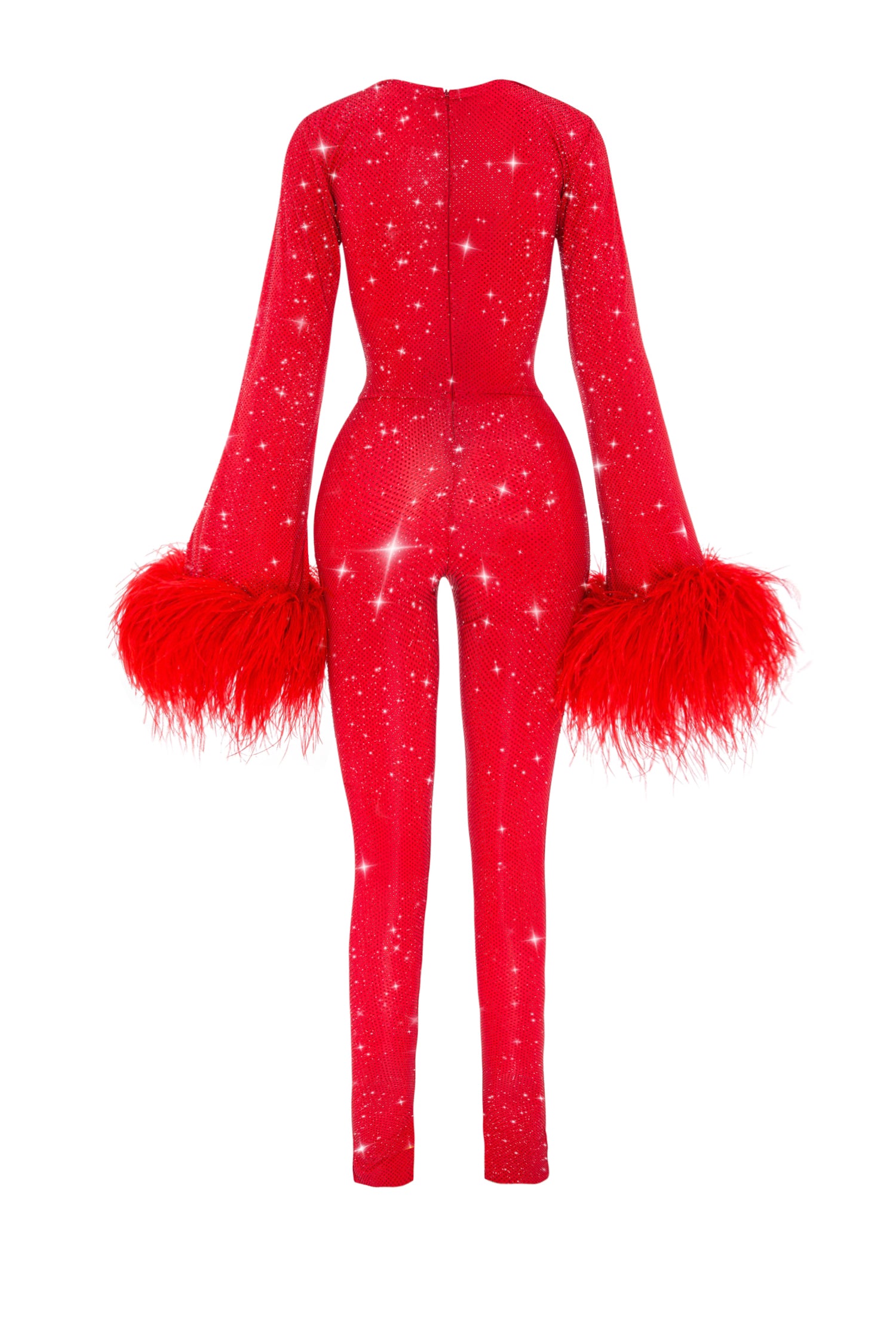 PANTHER RED CRYSTAL JUMPSUIT