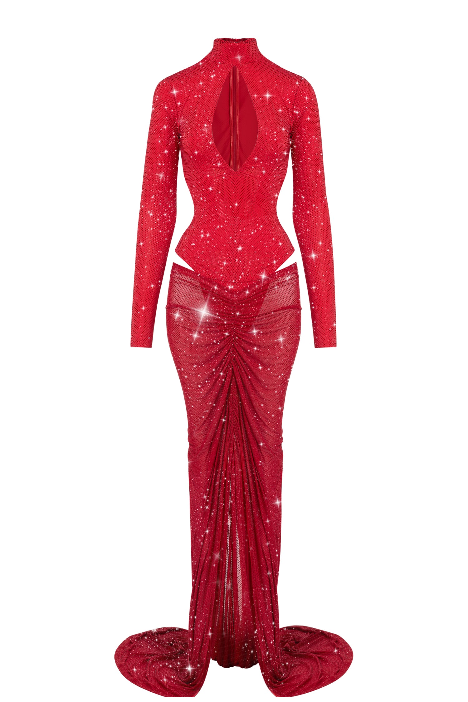 RED DOMINANCE CRYSTAL DRESS