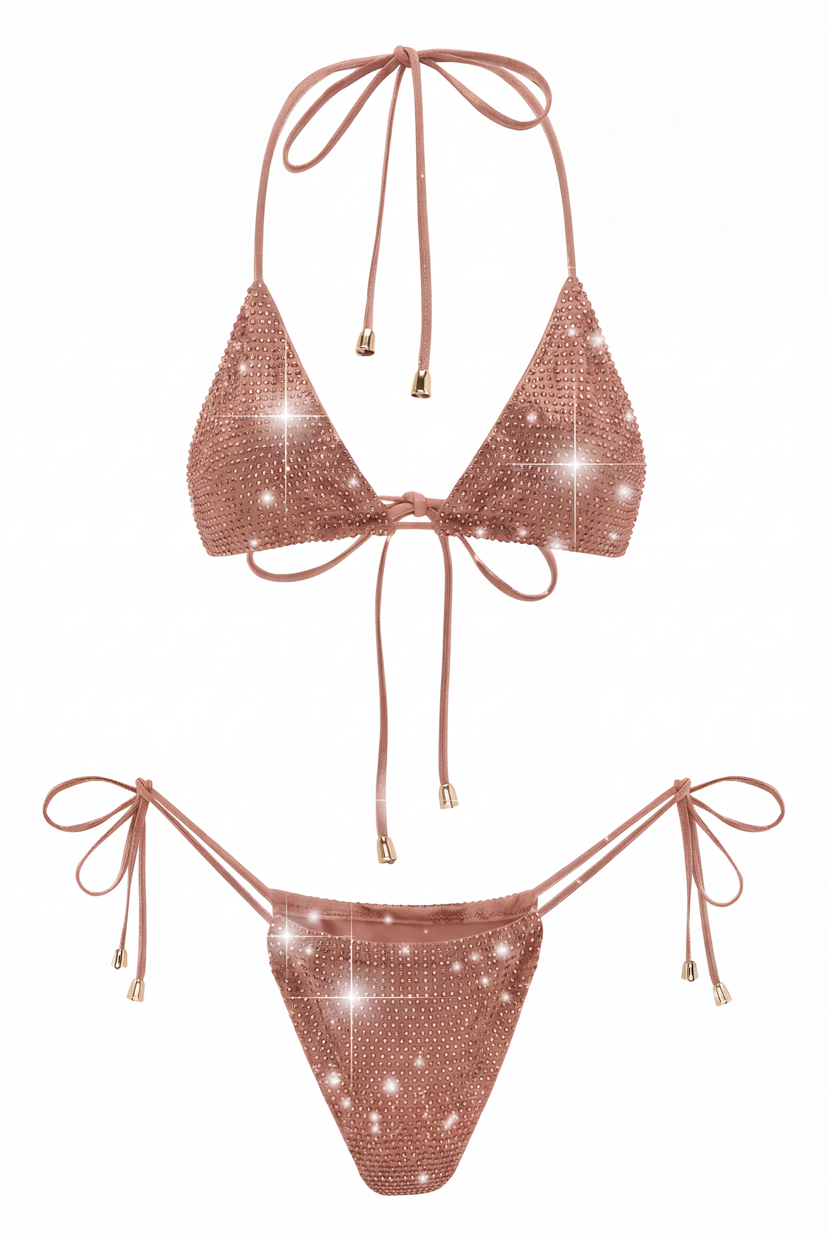 ROSE GOLD CRYSTAL SWIMSUIT